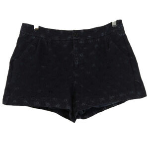 LC Lauren Conrad Navy Blue Floral Crochet Lace Mid Rise Button Zip Shorty Shorts